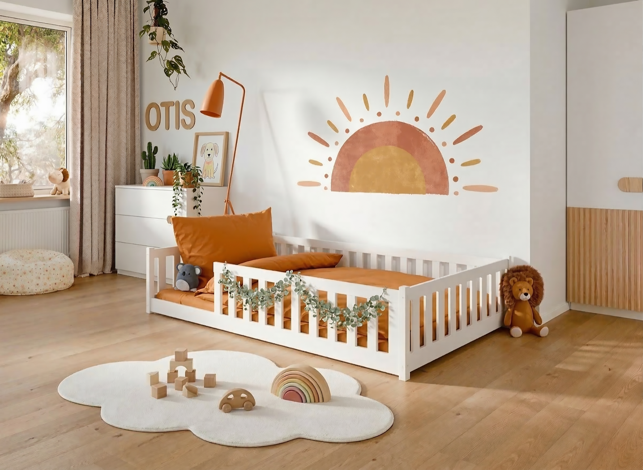 OTIS 120x200 białe łóżko montessori podłogowe dziecięce  Lano Meble