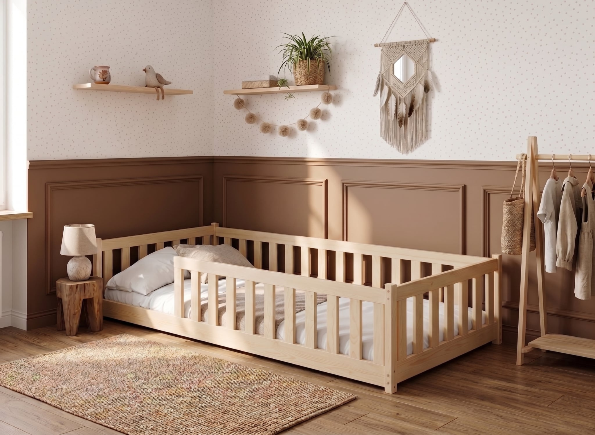 BELLA 80x180 sosna łóżko montessori podłogowe dziecięce Lano Meble