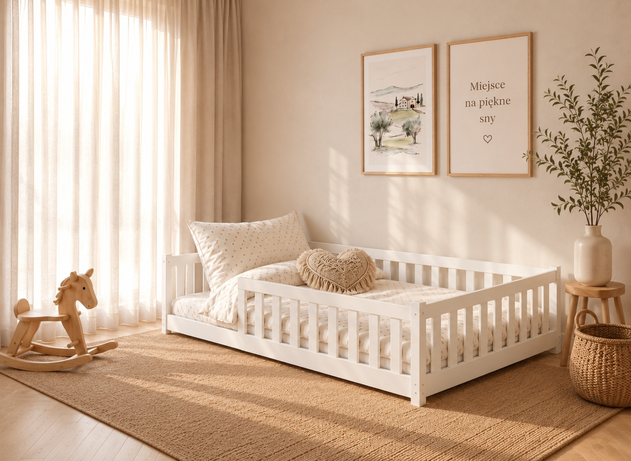 OTIS 120x200 białe łóżko montessori podłogowe dziecięce  Lano Meble