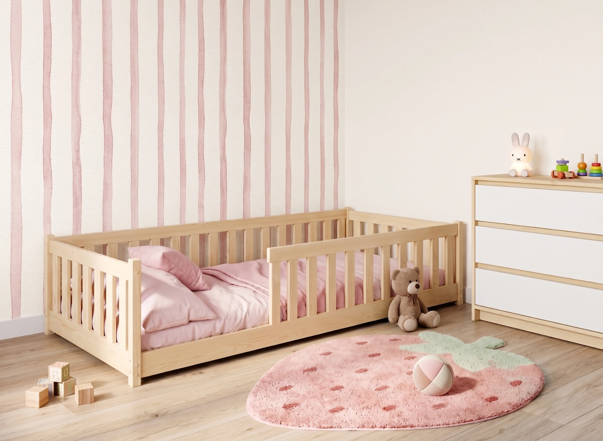 BELLA 80x160 sosna łóżko montessori podłogowe dziecięce Lano Meble
